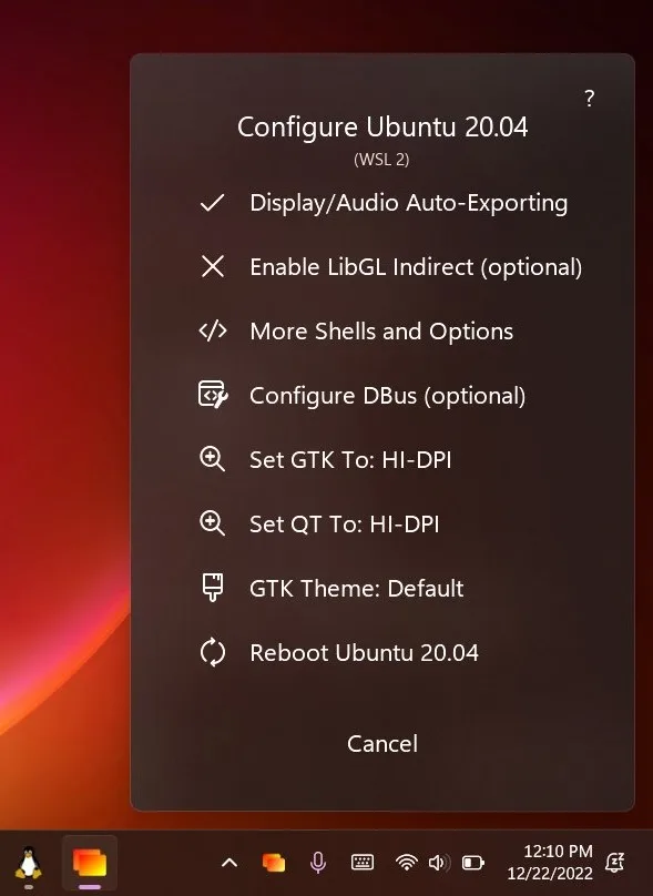Configure Ubuntu 20.04 panel with display and audio auto-exporting, HiDPI scaling and GTK theme options